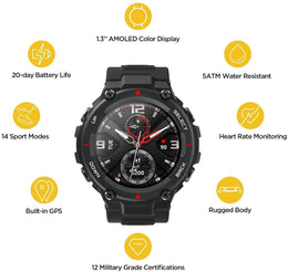 Amazfit T-Rex Smartwatch – Rock Black