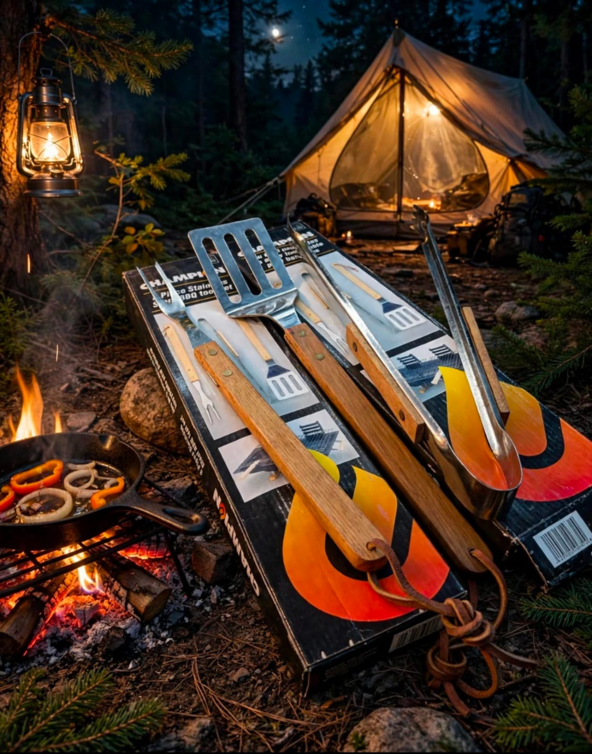 Champion Large 3 Piece Stainless Steel BBQ Tool Set
