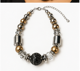 Noir Metallic Crystal Necklace — Limited France Edit