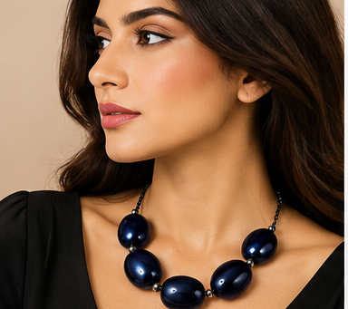 Midnight Oval Statement Necklace — Limited France Edit