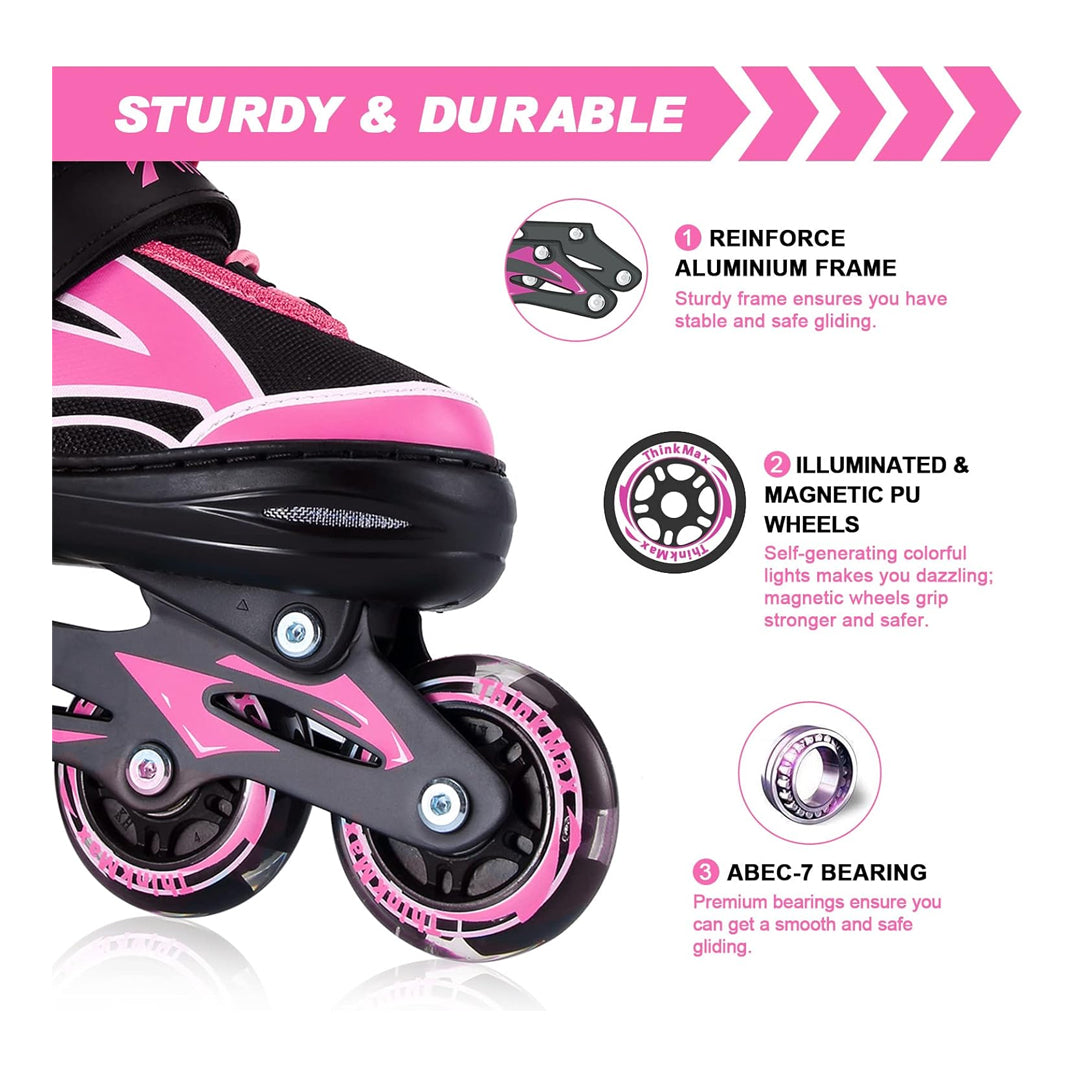 Adjustable Inline Skates for Kids with Full Light Up Wheels