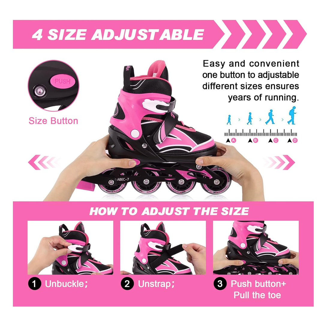 Adjustable Inline Skates for Kids with Full Light Up Wheels
